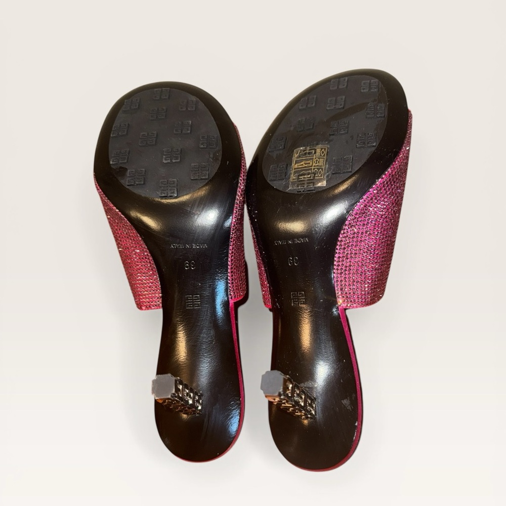 Givenchy Strass 4G Slim Cube-Heel Mule Sandals US 9 - Picture 7 of 8